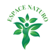 logo d'espace naturo, vert avec un corps et des feuilles tout autour